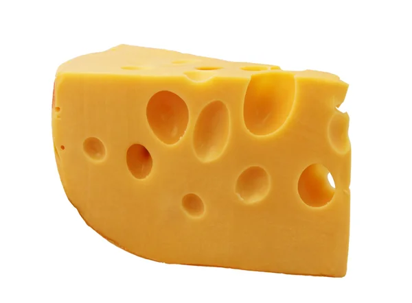 白で隔離される Maasdamer チーズの部分 — ストック写真