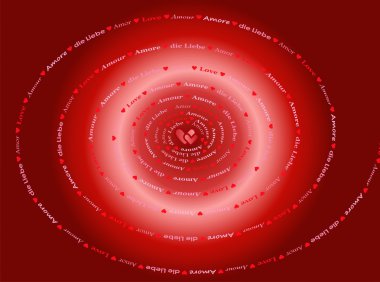 Background with spiral made of word Love in several languages clipart