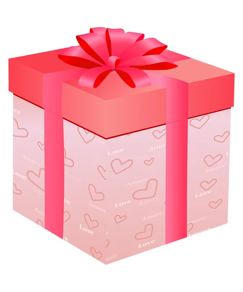 Caixa Presente Rosa Presente Para Dia Dos Namorados — Vetor de Stock
