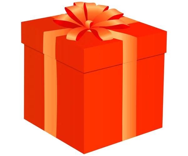 Boîte Cadeau Rouge Avec Arc Sur Blanc — Image vectorielle