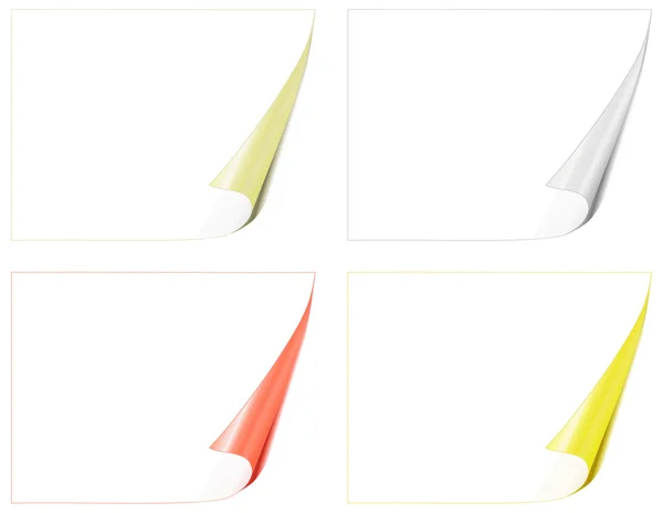 Τέσσερις Λευκές Σελίδες Λυγισμένο Χρώμα Πίσω Πλευρά Διανυσματικά Εικονογράφηση — Διανυσματικό Αρχείο