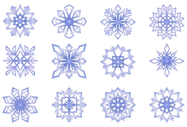 Set Van Sneeuwvlokken Vector Illustratie — Stockvector