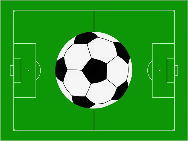 Ball Über Fußballfeld Vektor Illustration — Stockvektor