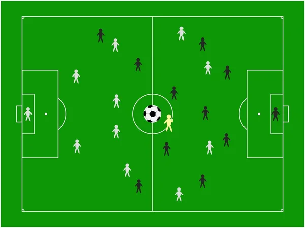 Campo Fútbol Con Ilustración Vectorial Equipos — Vector de stock