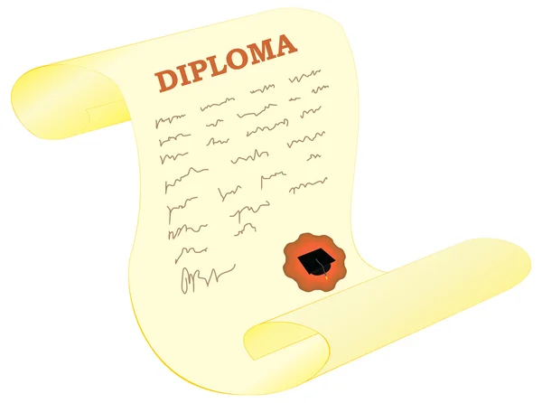 Diploma com selo — Vetor de Stock