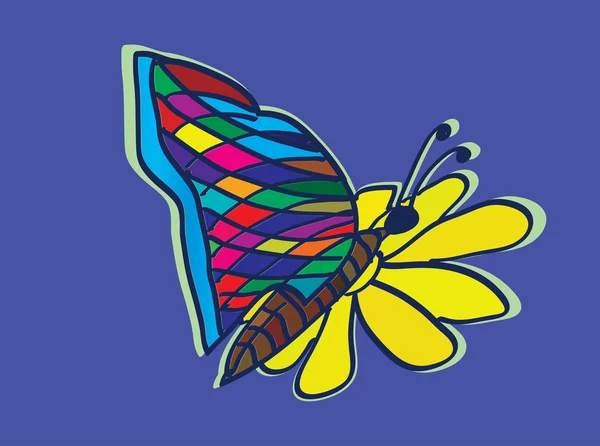 Papillon sur fleur — Image vectorielle
