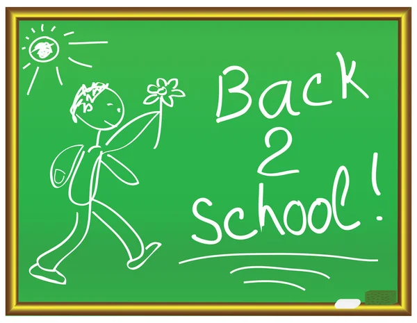 Back 2 school message on a chalkboard — Stock Vector