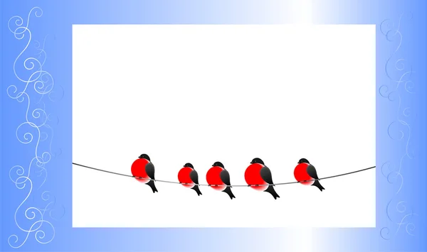 Bullfinch et un motif hivernal — Image vectorielle