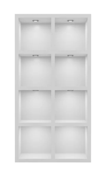 Empty White Rack Illumination Shelves — Stock Photo, Image