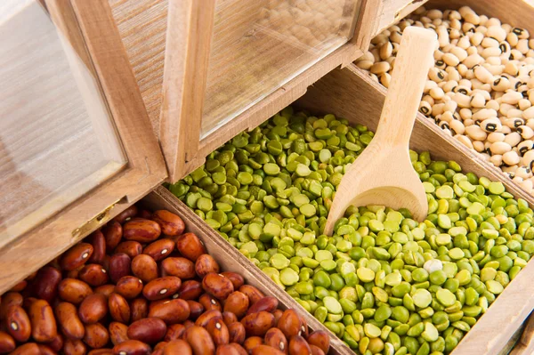 Legumes in shop shelf — Stock Photo, Image