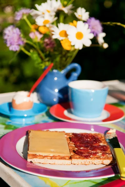 Ontbijt in de tuin — Stockfoto