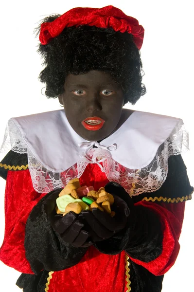 Black Piet with candy — Stock Photo, Image