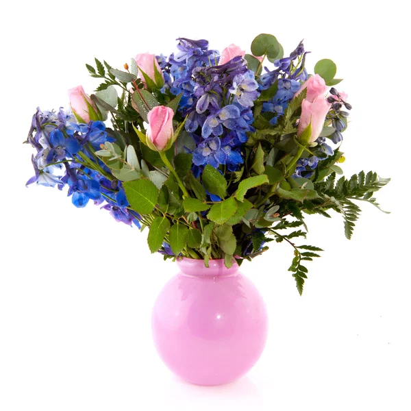 Bouquet in blue and pink — 图库照片