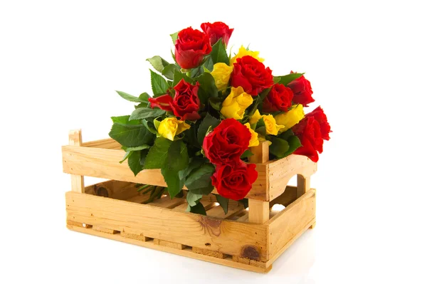 Buquê rosas vermelhas e amarelas — Fotografia de Stock