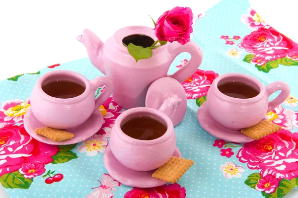 Pink tea service — Stock Photo, Image