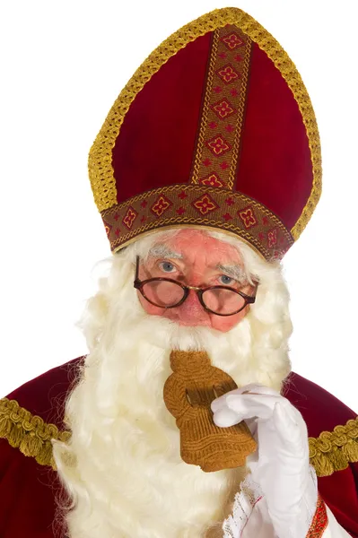 Sinterklaas speculaas yiyor — Stok fotoğraf