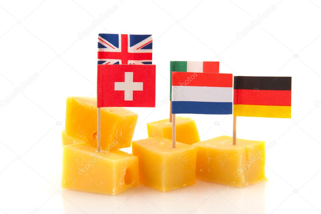 Cheese snack with European flags