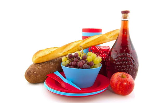Piknik żywności w niebieskie naczynia — Zdjęcie stockowe
