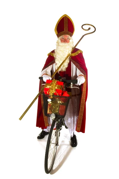 Holländischer Sinterklaas auf dem Fahrrad — Stockfoto