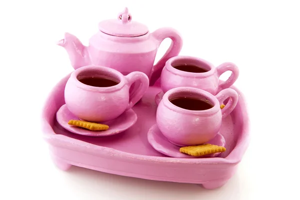 Pink handcraft crockery — Stock Photo, Image