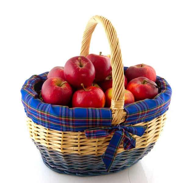Wicked cane basket apples — Stock Photo, Image