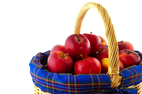 Wicked cane basket apples — Stock Photo, Image