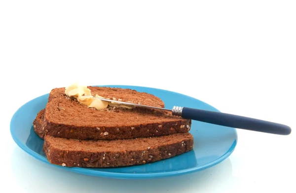 Bruin brood met boter — Stockfoto