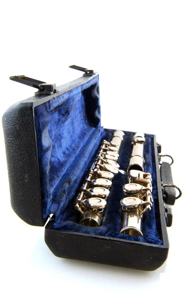Black case with flute — Stock Photo, Image