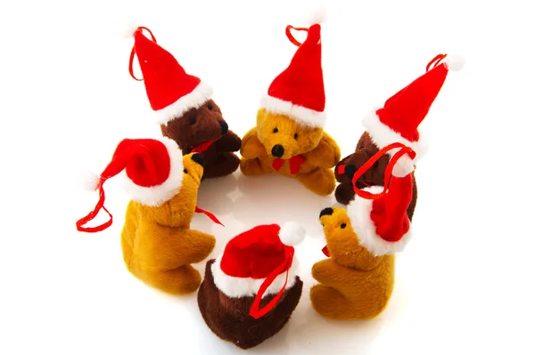 Christmas bears in a row — Stock Photo, Image
