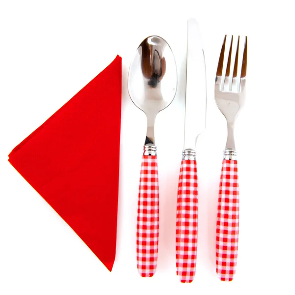 Cutlery in red — Stock Photo, Image