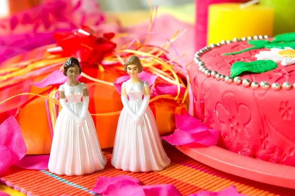 День свадьбы для лесбийской пары — стоковое фото