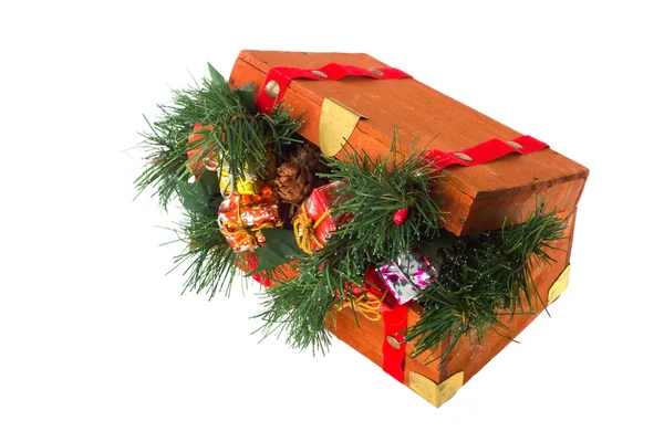 Weihnachtskiste aus Holz — Stockfoto
