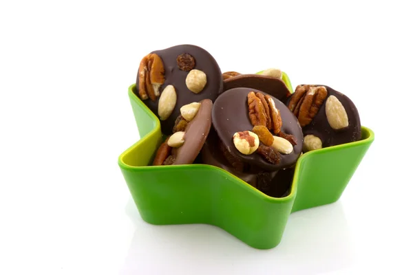 Chocolate with nuts for Christmas — Stock Photo, Image