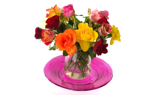 Vase with bouquet roses — Stock Photo, Image