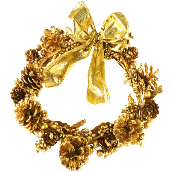 Corona de Navidad de oro —  Fotos de Stock