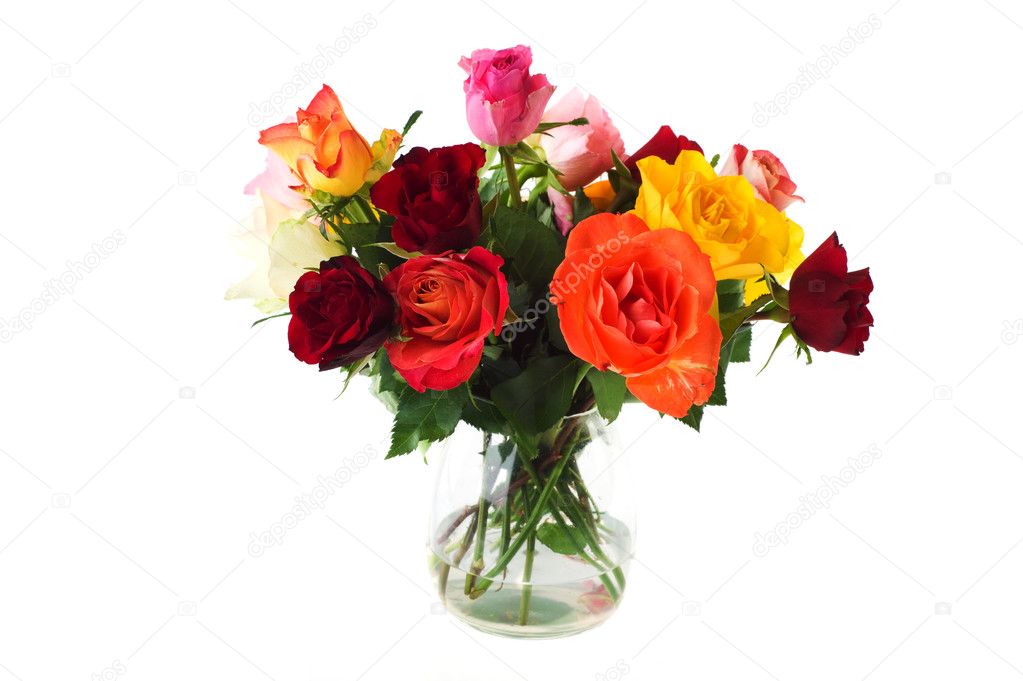 Vase with bouquet roses