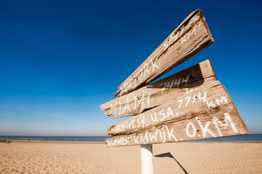 Dutch beach with the distance to America clipart