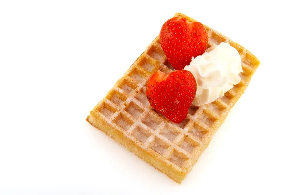 Belgium waffle with strawberries — Stock Photo, Image