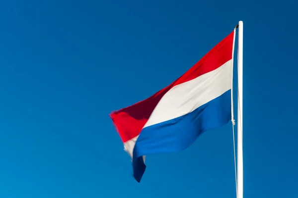 Stock image Dutch flag on pole waving in the wind