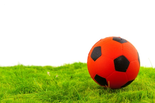 オランダ サッカー緑の野原でオレンジ色のボールを — ストック写真