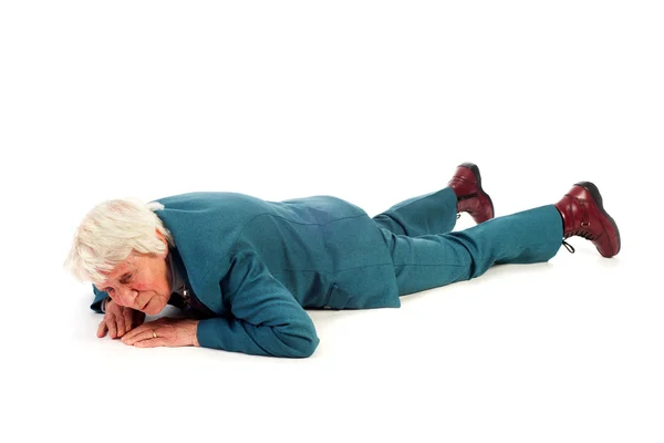 Old Woman Fallen Floor — Stock Photo, Image