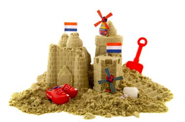 Sandcastle beyaz bitti izole Hollanda Beach