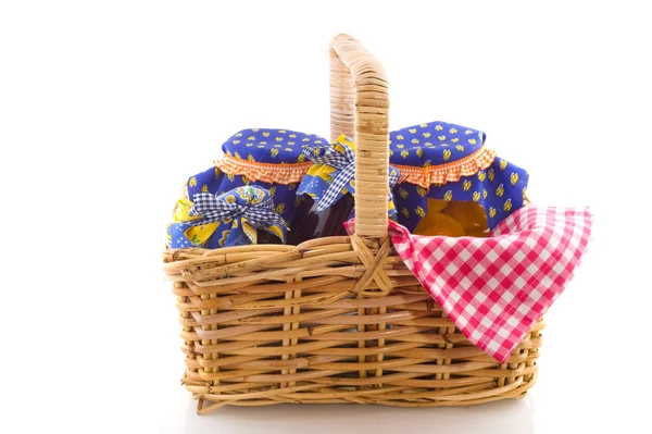 Wicked Cane Picnic Basket Pots Food — Stock Photo, Image