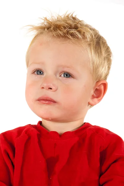 Портрет Плачущего Грустного Мальчика Слезами — стоковое фото
