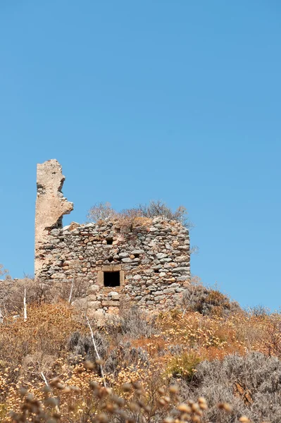 Eski Yunan Monemvasia Üstündeki Harabe Zarar Görmüş — Stok fotoğraf