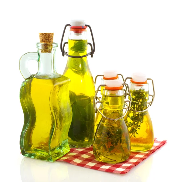 Olivový olej různé byliny — Stock fotografie