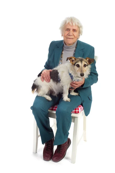 그녀의 강아지와 — 스톡 사진