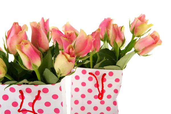 Roze geschenk rozen — Stockfoto