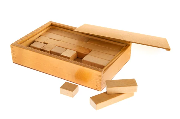 Ξύλινο κουτί με μπλοκ — Φωτογραφία Αρχείου