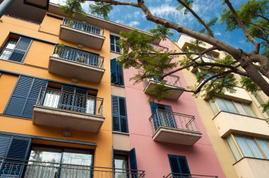 Beautiful colorful Spanish apartments clipart